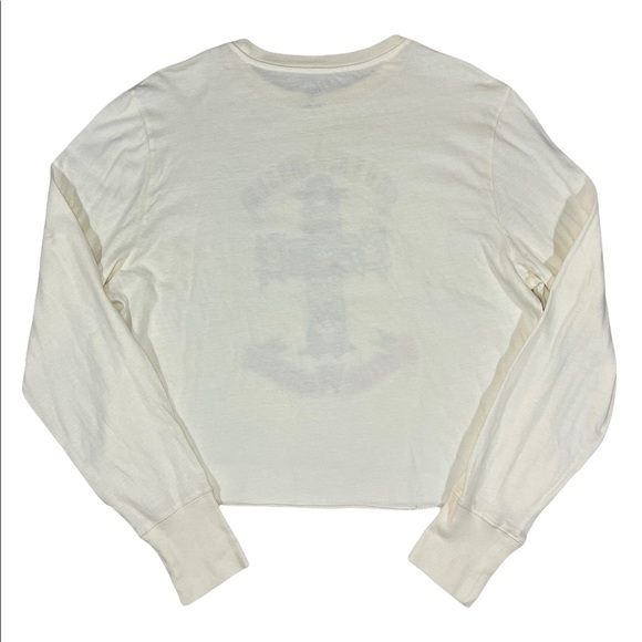 ⚡️SOLD⚡️ Guns N' Roses Band Long Sleeve Crop Tee Ivory Skull Graphic Shirt NEW - Picture 4 of 16
